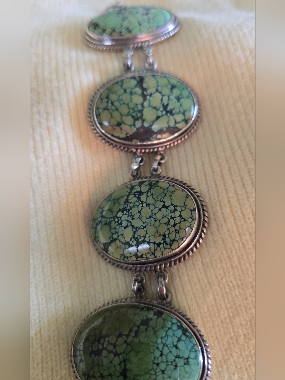 Green Spiderweb Turquoise Statement Bracelet - Women's Jewelry
